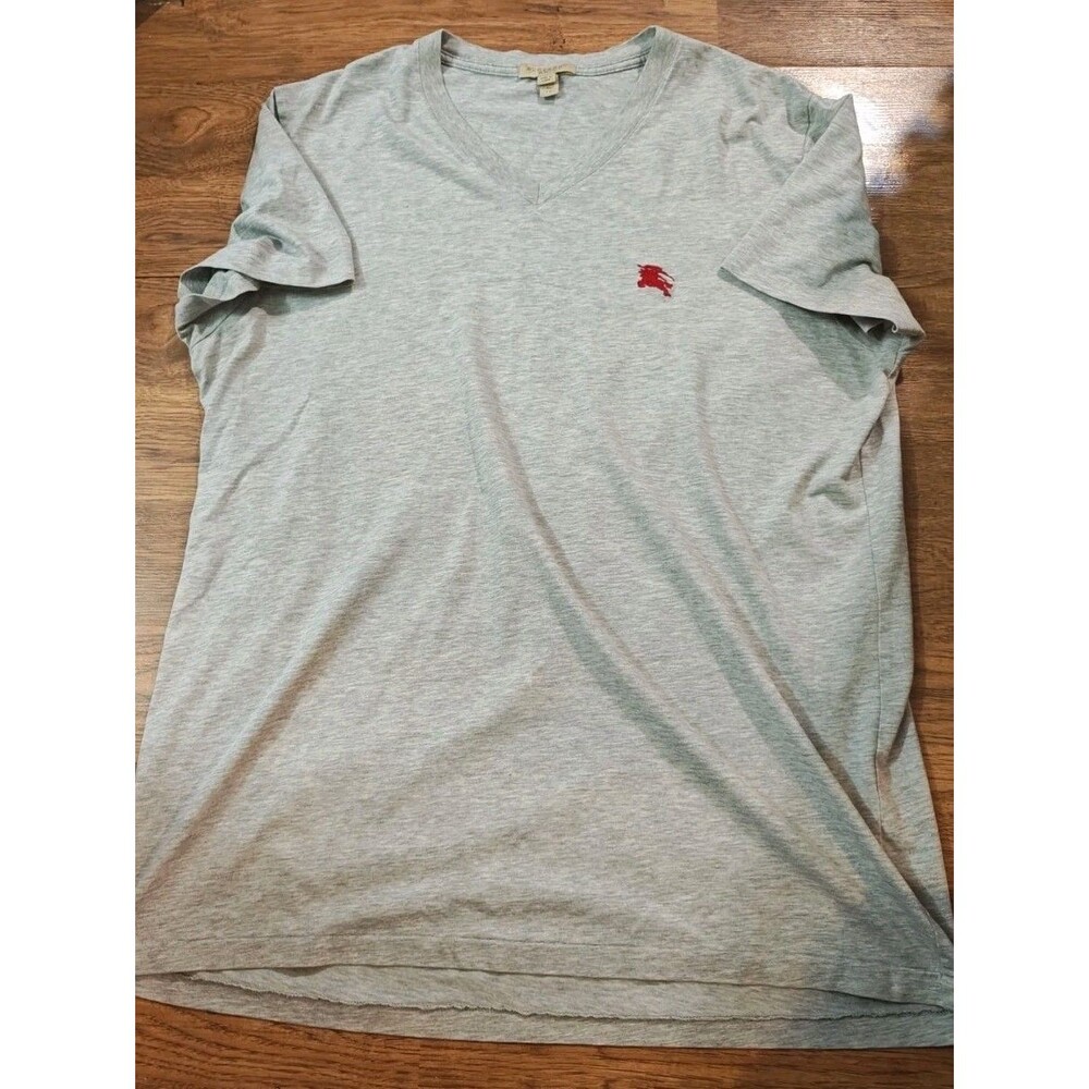 Burberry Brit V-Neck Tee T-Shirt Short Sleeve Men's XL Heathered Gray Classic